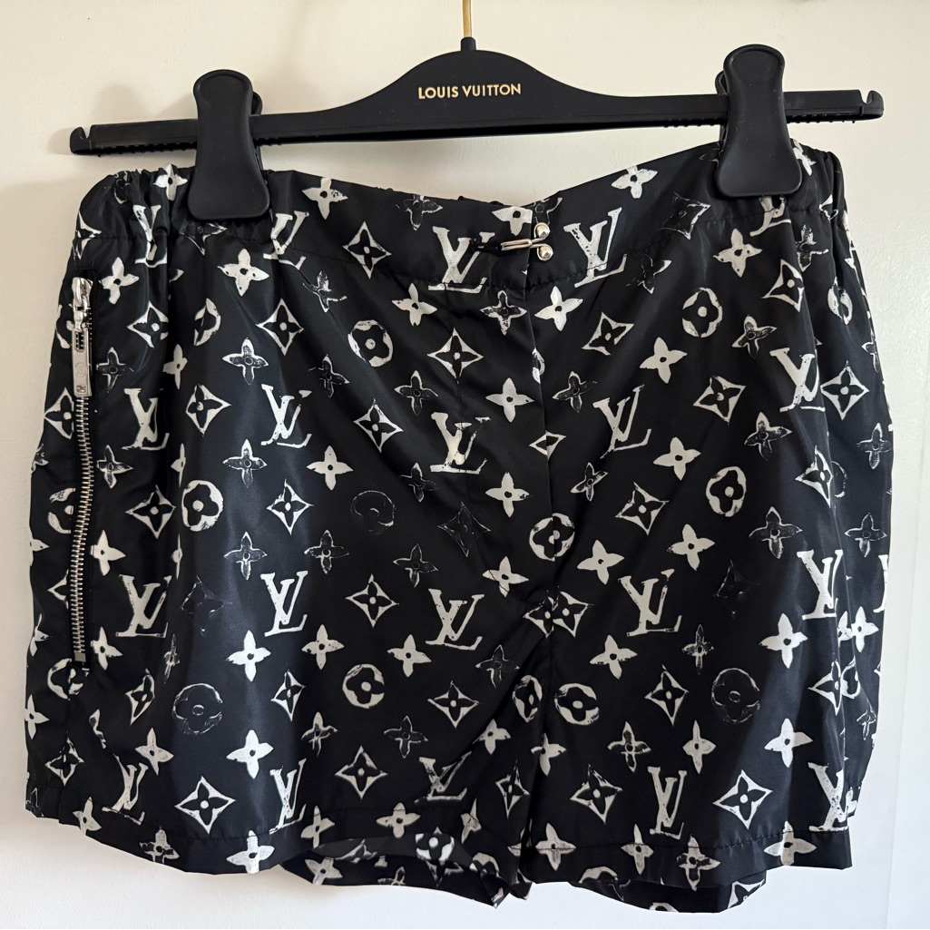 Louis Vuitton Black And White High Waist Monogram Shorts